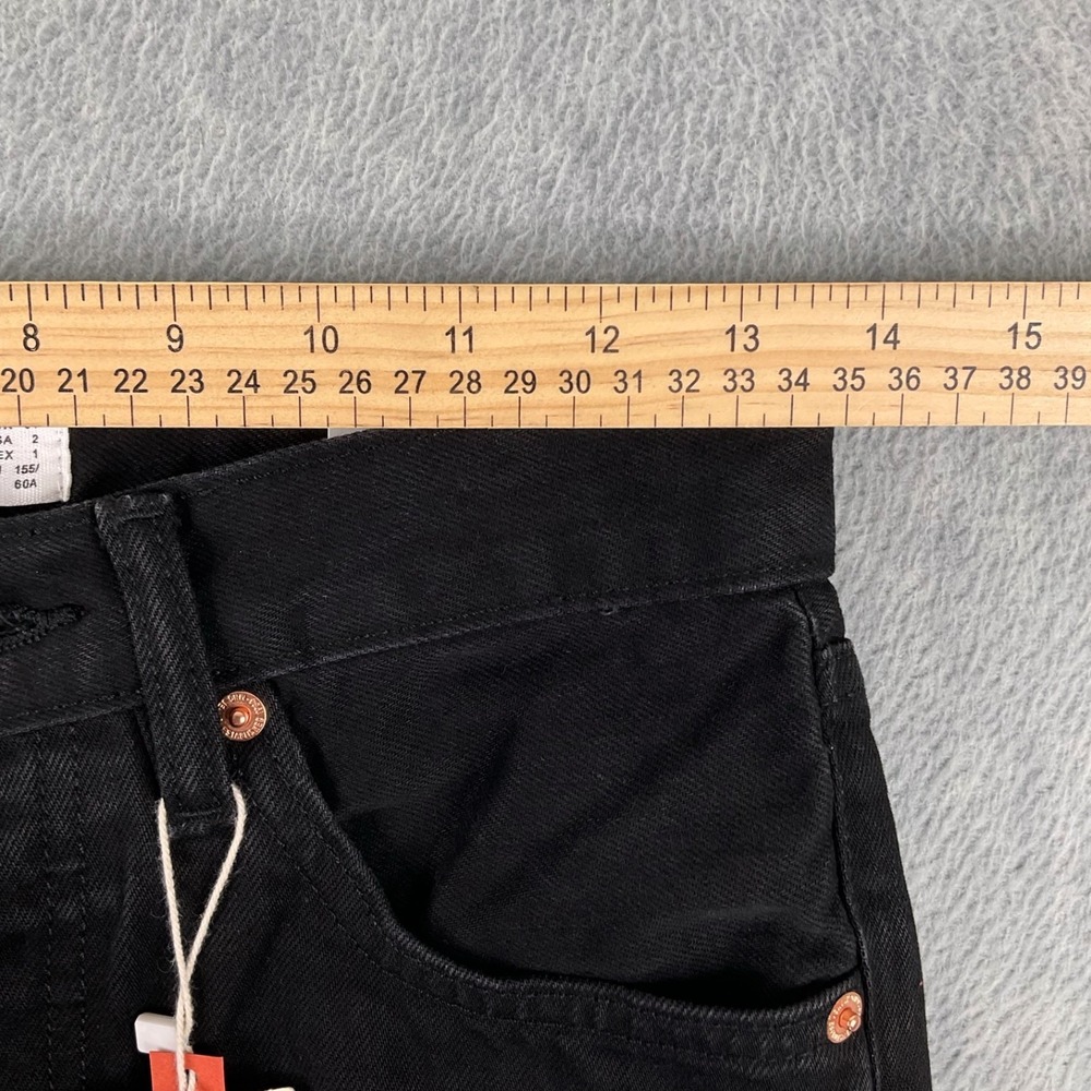 MNG Mango JeansHavana High Waisted Straight Leg‎ Black Frayed Hem Womens 2 NEW - Picture 10 of 16